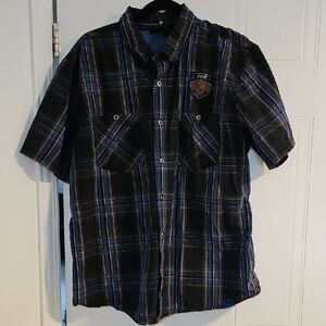 Harley Davidson 115 Years Mens XL Button Down Short Sleeve Biker Shirt limited